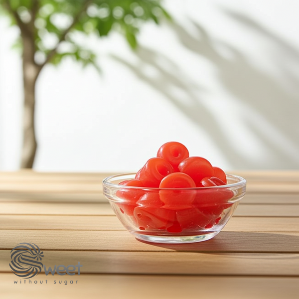 Мармелад желейний "Jelly Donuts" Ароматний персик. Вага 0,5 кг. З підсолоджувачами. Жувальні цукерки без цукру, низькокалорійні, без глютену JD05PR фото